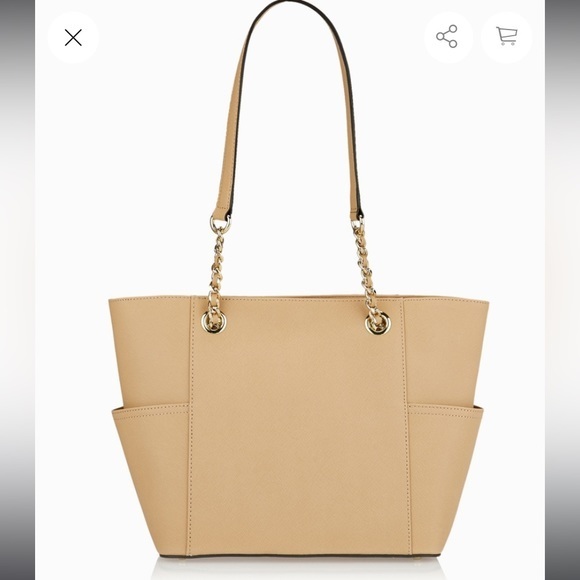 NWOT Calvin Klein Saffiano Tote Leather Beige‎ Handbag - Picture 3 of 14